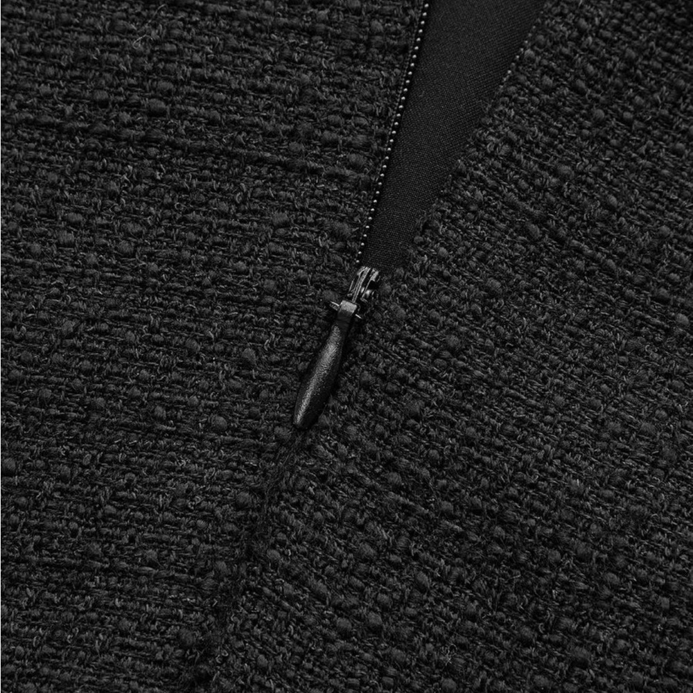 Commense Black Tweed Braided Collar Short Sleeve Dress — Size L - Picture 4 of 6